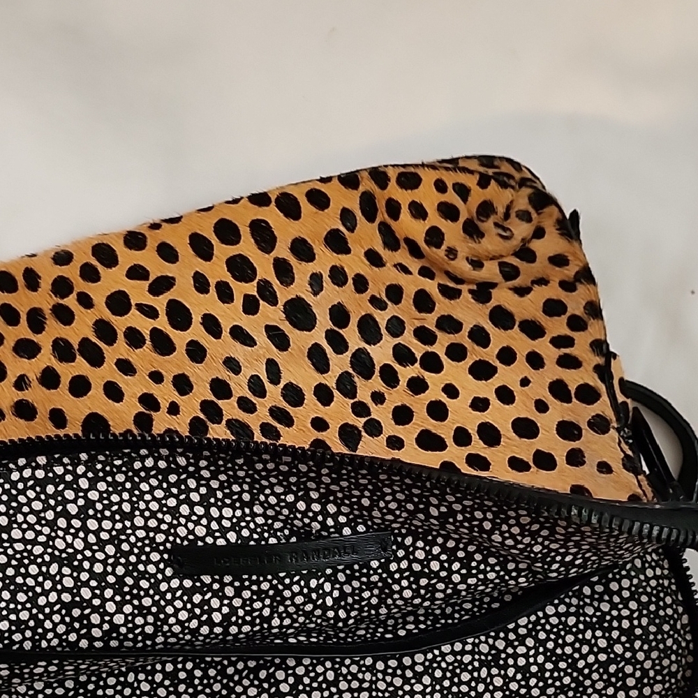 Loeffler Randall Leopard Print Crossbody with Black Trim
